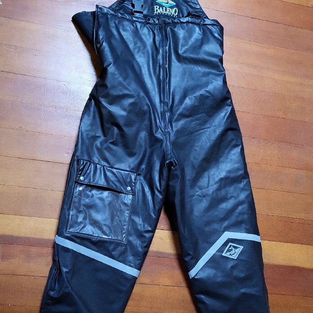 Baleno Black Waterproof Bib Overalls with Reflective Accents. Size Extra Small